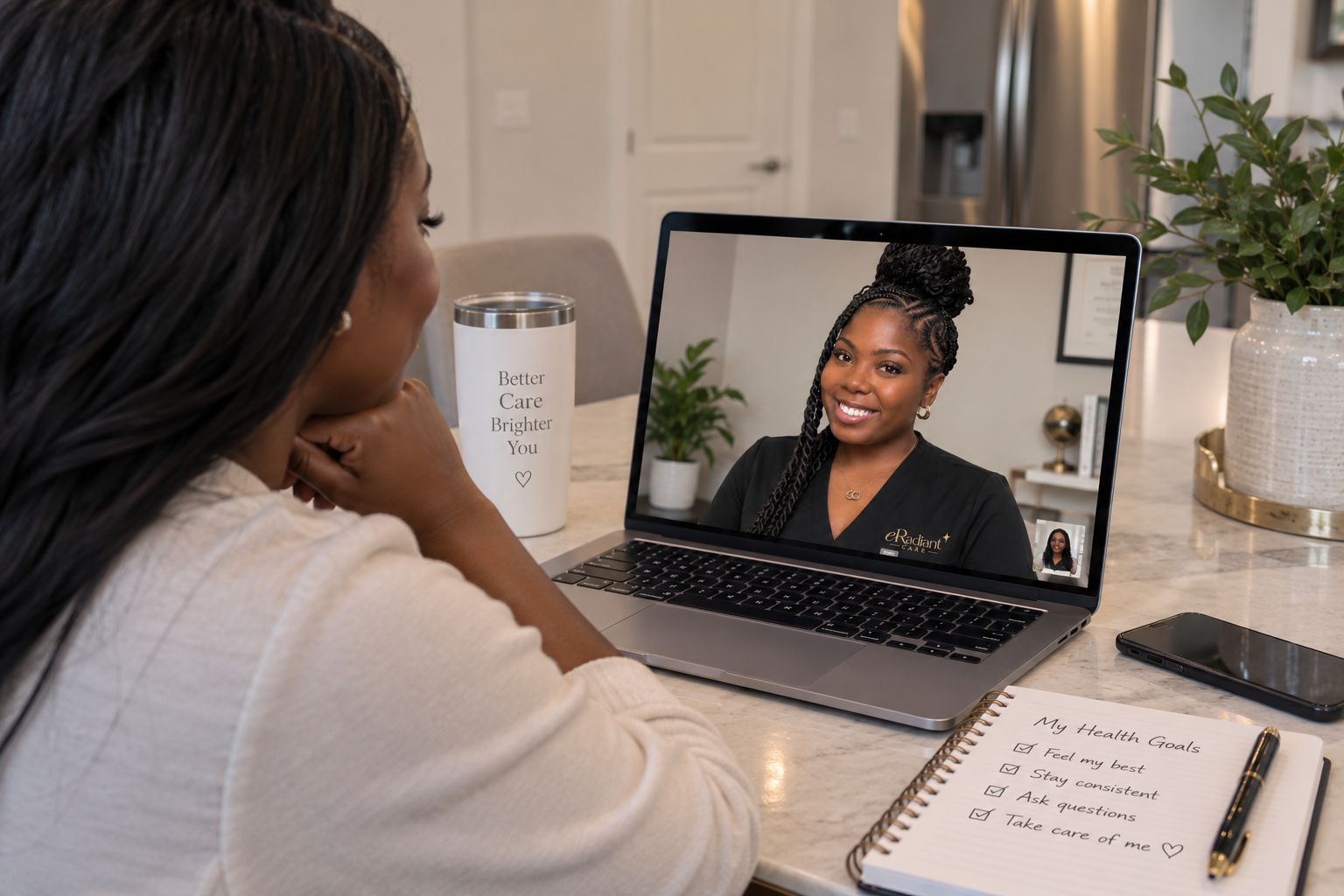 Patient connecting with provider virtually
